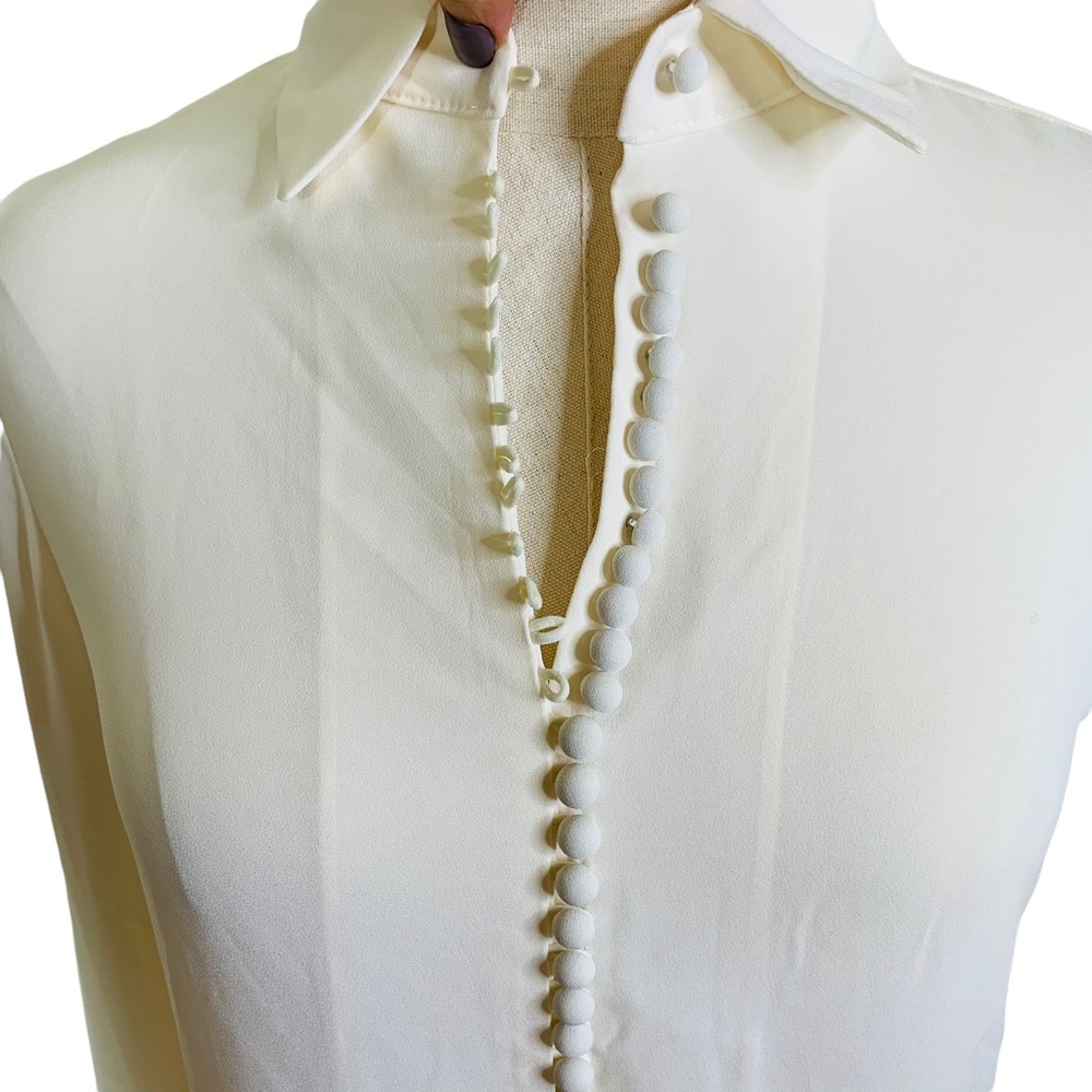 Style Keepers Ivory Button Front Collared Blouse … - image 3